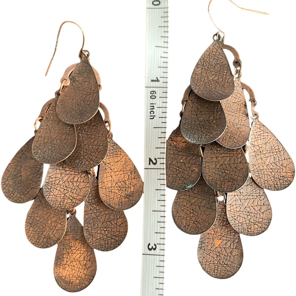 Antiqued copper waterfall earrings